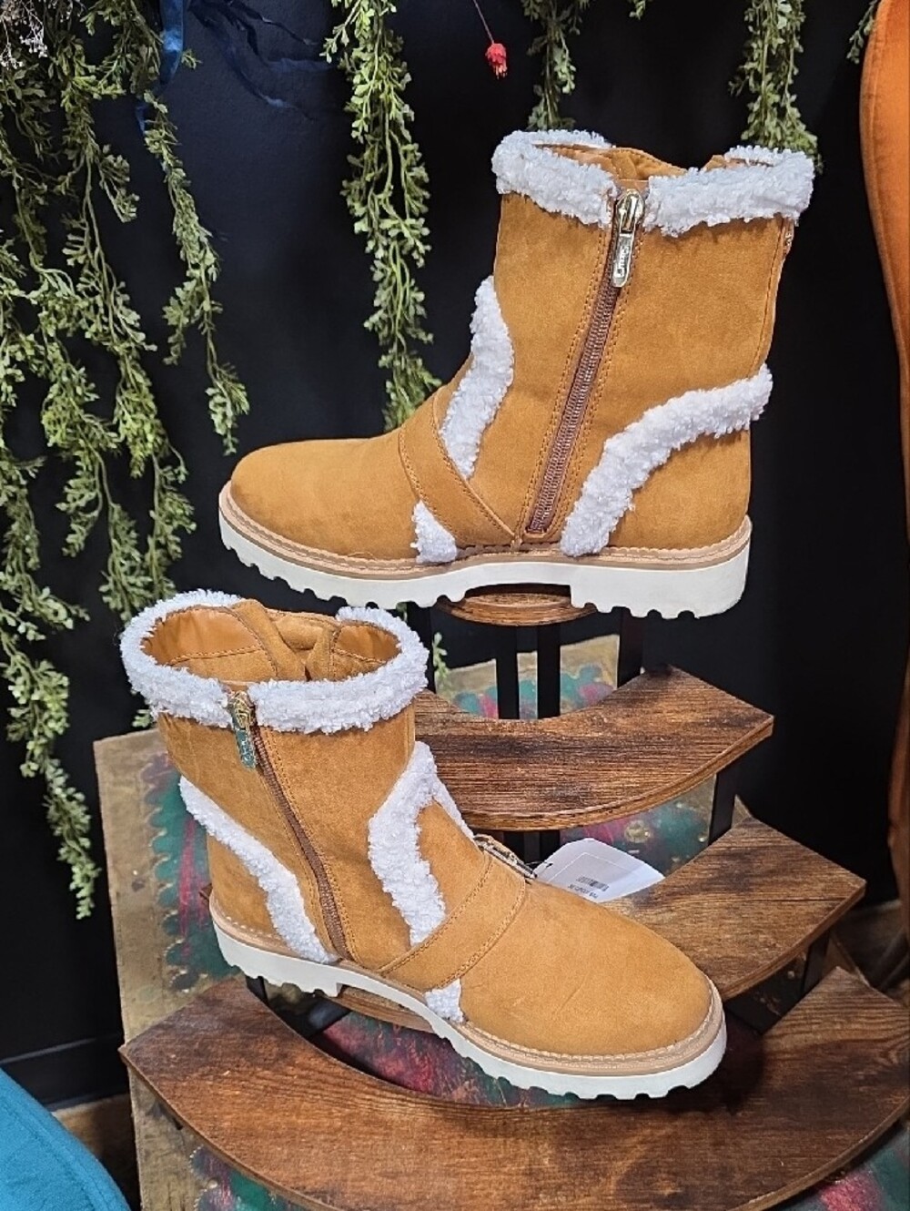 Circus by Sam Edelman Tan Suede Like Shearling Buckle Boots - Picture 5 of 12